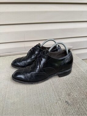 Vintage Biltrite Imperial Black Leather Wingtip Dress Shoes Oxford Size 7.5 D